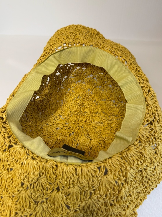 Raffaello Bettini Made in Italy Mustard Raffia Crochet Sun Hat 100% Paper main image 5